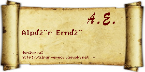 Alpár Ernő névjegykártya
